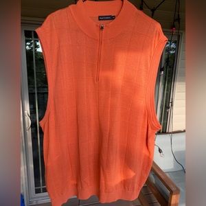 Paul Fredrick 1/4 Zip Up Vest 100% Silk Orange Quarter Zip Up Men Size 3XL